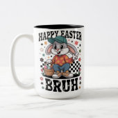 Funny Easter Bunny Bruh | Cool Rabbit With Sunglas ツートーンマグカップ (左)