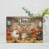 Funny Easter Bunny in Coop Farm Chicken Humor Gift シーズンカード (スタンド正面)