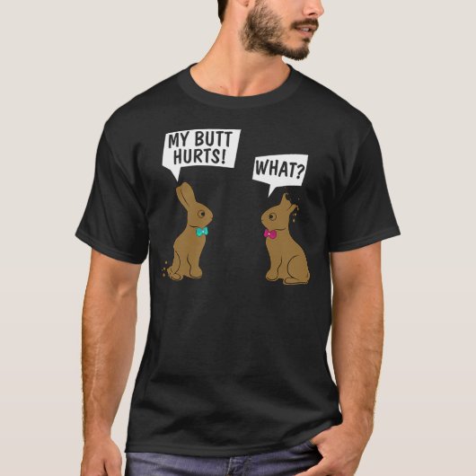 Funny Easter Bunny My Butt Hurts! What_ Cute Rabbi Tシャツ (正面)