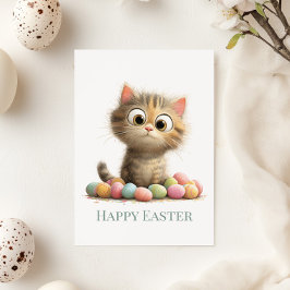 Funny Easter Cat Flat Greeting Card シーズンカード