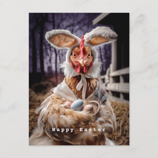 Funny Easter Chicken Bunny Costume ポストカード (正面)