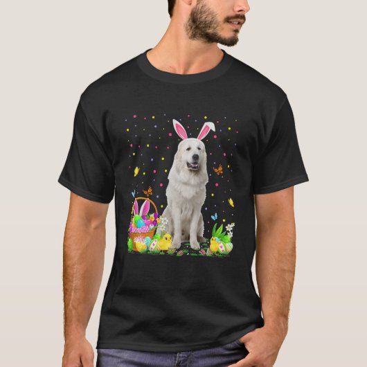 Funny Easter Egg Hunting Great Pyrenees Dog Easter Tシャツ (正面)