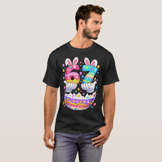 Funny Easter Eggs Six Seven 67 Bunny 67 Meme Boys  Tシャツ (正面フル)