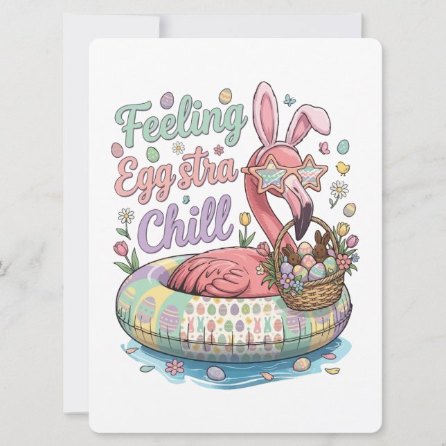 Funny Easter Flamingo Feeling Eggstra Chill Cute (正面)