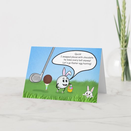 Funny Easter Golf Ball Easter Egg Hunt Humor カード (正面)