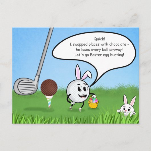 Funny Easter Golf Ball Easter Egg Hunt Humor ポストカード (正面)