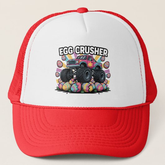 Funny Easter Monster Truck Egg Crusher Pun Boys キャップ (正面)