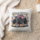 Funny Easter Monster Truck Egg Crusher Pun Boys クッション (ブランケット)