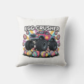 Funny Easter Monster Truck Egg Crusher Pun Boys クッション (裏面)