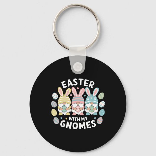 Funny Easter With My Gnomies Happy Easter Gnome Ra キーホルダー (正面)