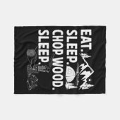 Funny Eat Sleep Chop Wood Repeat Lumberjack  フリースブランケット (正面(横))