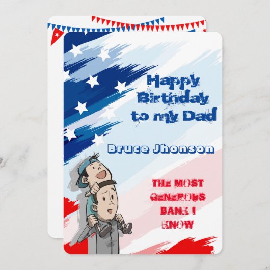 Funny Editable Card for Dad's Birthday 招待状 (正面/裏面)