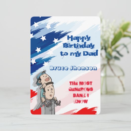 Funny Editable Card for Dad's Birthday 招待状 (スタンド正面)