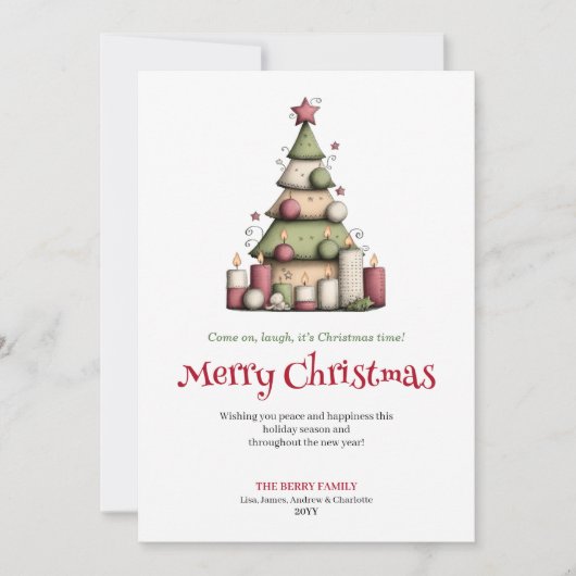 Funny editable Christmas tree greeting card シーズンカード (正面)