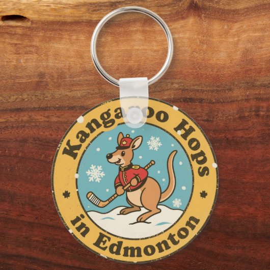 Funny Edmonton Kangaroo Hockey キーホルダー (裏面)