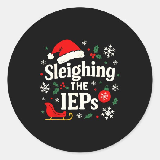 Funny Education Special Teacher IEPs Psych Sleighi ラウンドシール (正面)