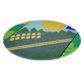 Funny Eggs Crossing the Road カッティングボード (角)