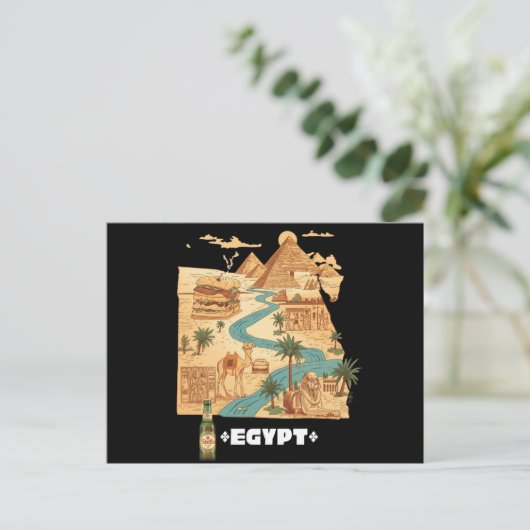 Funny Egypt Map Egyptian Vibes ポストカード (スタンド正面)