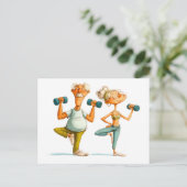 Funny Elderly Man Doing Yoga Illustration シーズンポストカード (スタンド正面)