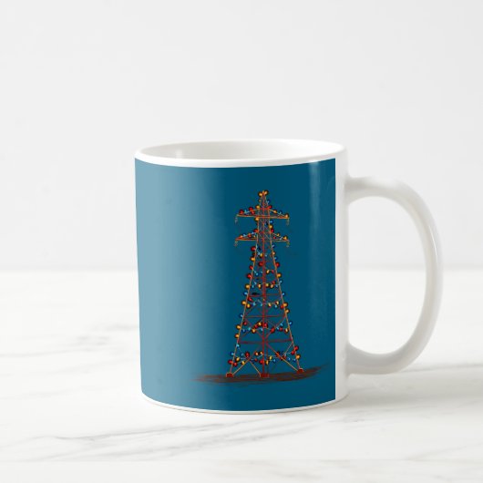 Funny Electric Pylon Christmas Graphics Lights Lov コーヒーマグカップ (右)