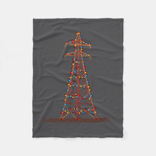 Funny Electric Pylon Christmas Graphics Lights Lov フリースブランケット (正面)
