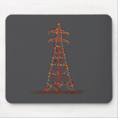 Funny Electric Pylon Christmas Graphics Lights Lov マウスパッド (正面)