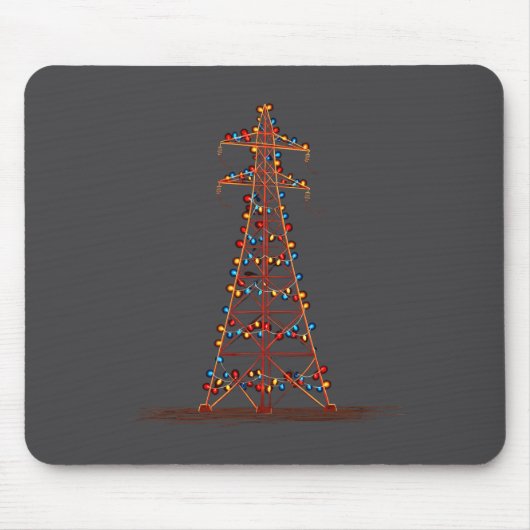 Funny Electric Pylon Christmas Graphics Lights Lov マウスパッド (正面)