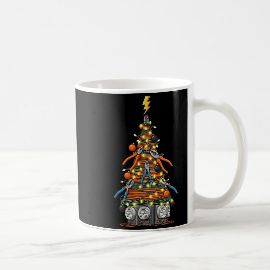Funny Electrician Christmas Tree Xmas Graphic Men コーヒーマグカップ (右)