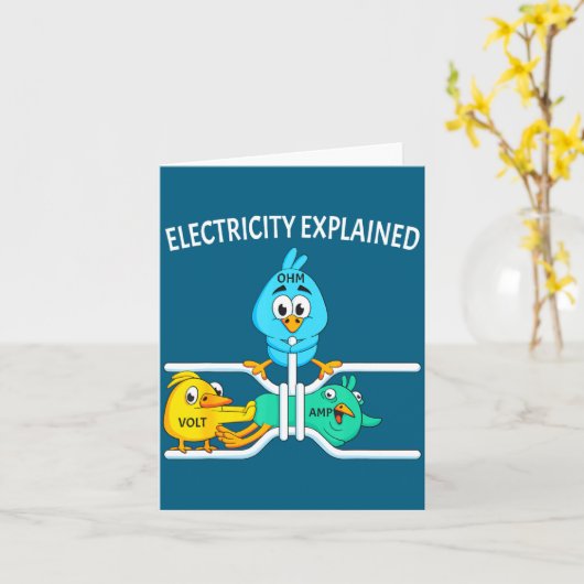 Funny Electrician For Men Women Electricity Engine カード (黄色い花)