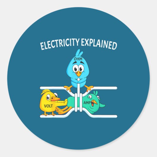 Funny Electrician For Men Women Electricity Engine ラウンドシール (正面)