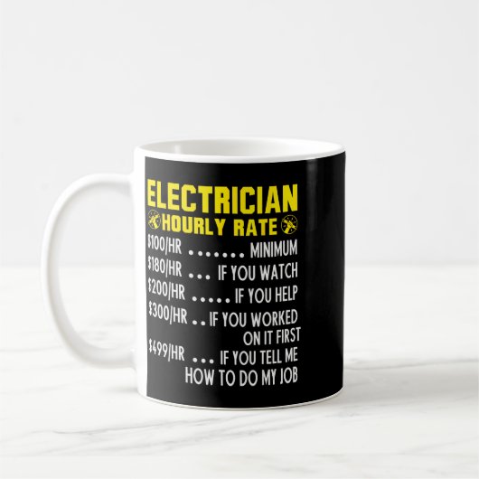 Funny Electrician Hourly Rate Pricing Chart コーヒーマグカップ (左)