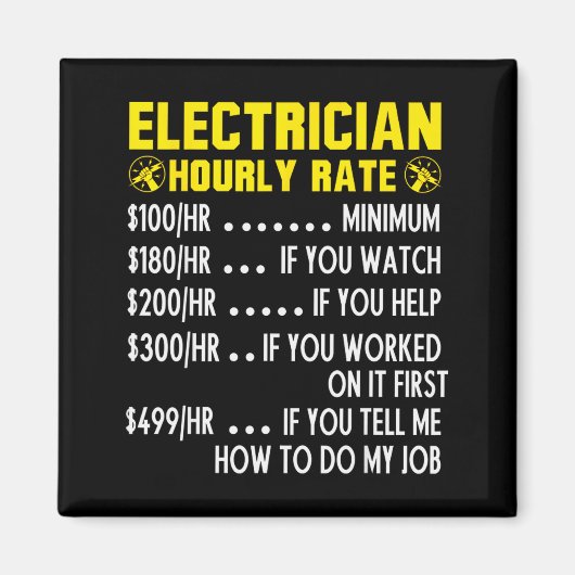 Funny Electrician Hourly Rate Pricing Chart マグネット (正面)