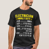 Funny Electrician Hourly Rate Pricing Chart Tシャツ (正面)