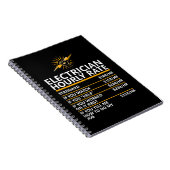 Funny Electrician Hourly Rate Table Humor Gift ノートブック (右側)