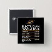 Funny Electrician Hourly Rate Table Humor Gift 缶バッジ (正面&裏面)