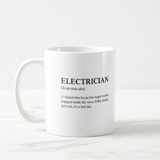 Funny Electrician Technical Meaning Description コーヒーマグカップ (左)