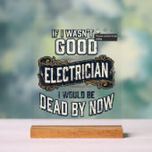 Funny Electrician Vintage Engraving Quote Design アクリルサイン (ニュートラル)