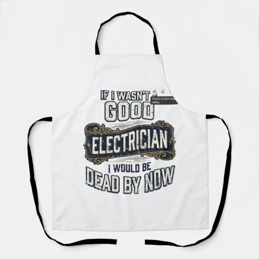 Funny Electrician Vintage Engraving Quote Design エプロン (正面)