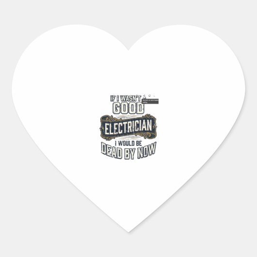 Funny Electrician Vintage Engraving Quote Design ハートシール (正面)