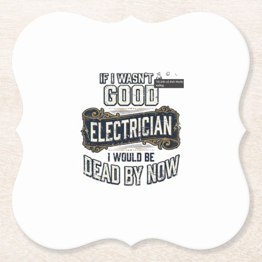 Funny Electrician Vintage Engraving Quote Design ペーパーコースター (正面)