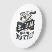 Funny Electrician Vintage Engraving Quote Design ラージ壁時計 (傾斜)