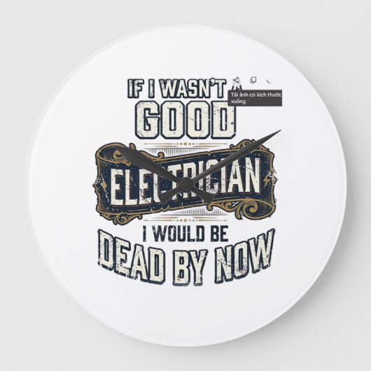 Funny Electrician Vintage Engraving Quote Design ラージ壁時計 (正面)