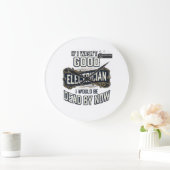 Funny Electrician Vintage Engraving Quote Design ラージ壁時計 (ホーム)