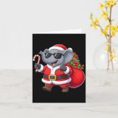 Funny Elephant Christmas Santa Outfit Xmas Boys Gi カード (黄色い花)
