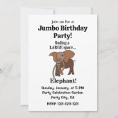Funny Elephant Jumbo Birthday Party 招待状 (正面)