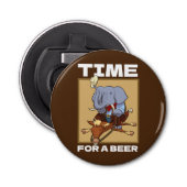 Funny Elephant Time For A Beer Cowboy Cartoon 栓抜き (正面)