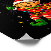 Funny Elf Astronaut With Planets Christmas Pjs For ポスター (角)