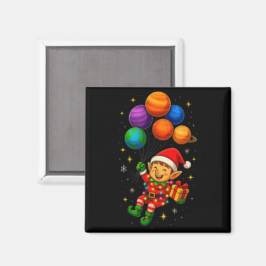 Funny Elf Astronaut With Planets Christmas Pjs For マグネット (正面/裏面)