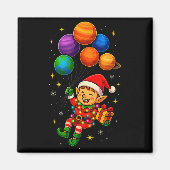 Funny Elf Astronaut With Planets Christmas Pjs For マグネット (正面)