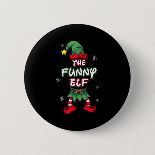 Funny Elf Christmas Pajamas Pjs Matching Family Gr 缶バッジ (正面)